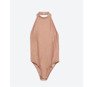Zara Halter Neck Backless Bodysuit Mauve Women’s Size Small